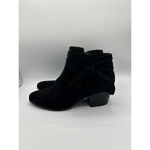 Old Navy Faux-Suede Bow-Tie Ankle Black Boots for Women Zipper Size 8 - Picture 4 of 11